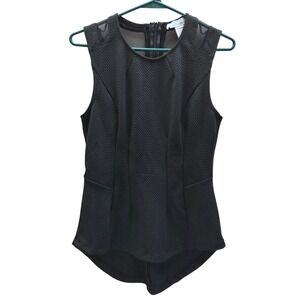 SANS SOUCI Black Chevron Textured Mesh Shoulder Sleeveless Top M